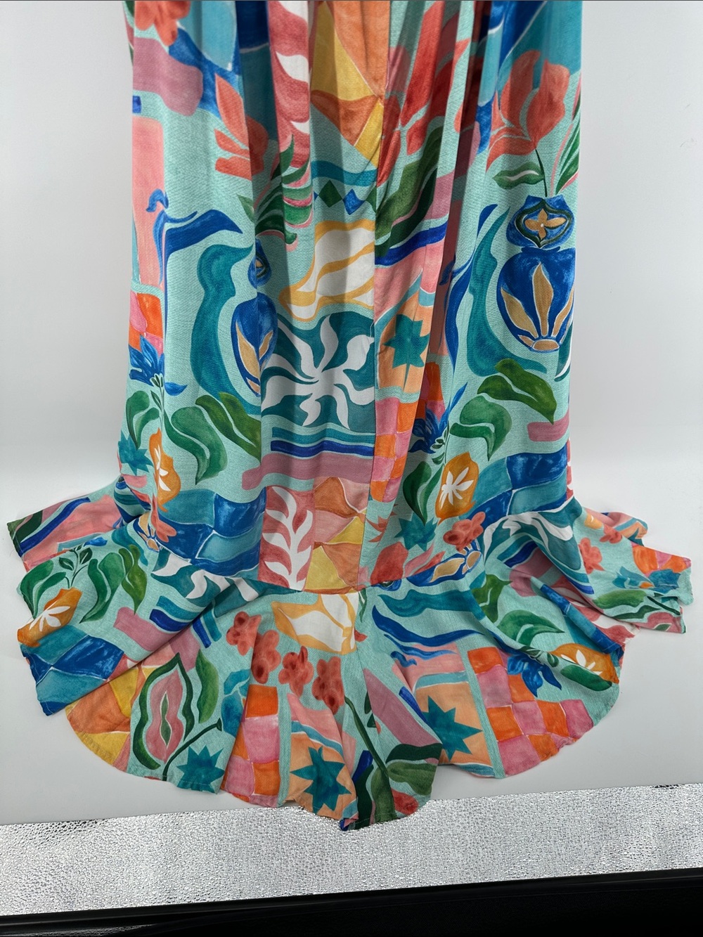 Paper Heart EuroSummer ResortWear Citrus Colorful Abstract Floral Maxi Dress SzL - Picture 8 of 11